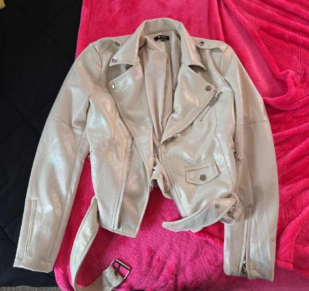 Stylish Cream Women's Biker Jacket